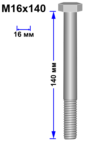 Болт М16х140 DIN 931