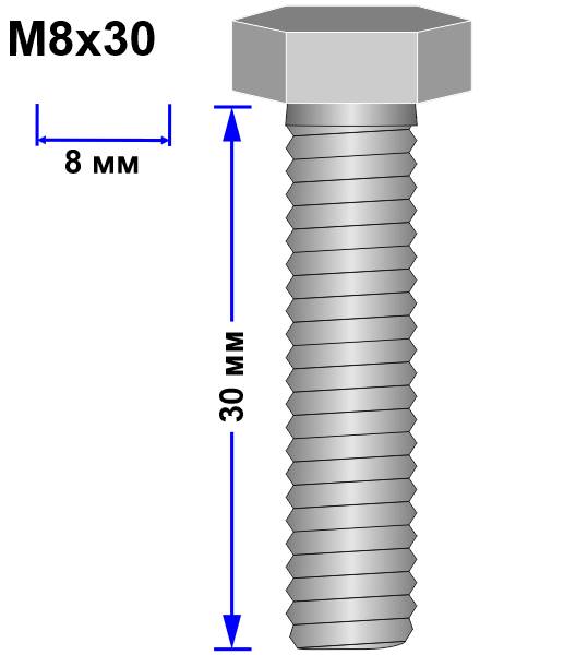 Болт М8х30 DIN 933