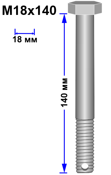 Болт М18х140 DIN 931