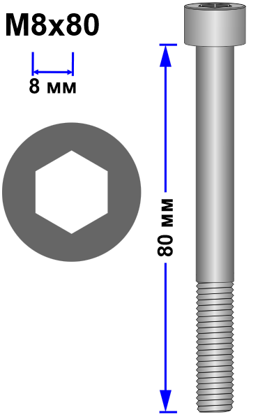 Винт M8x80 DIN 912