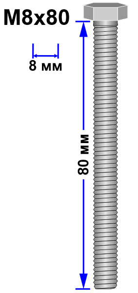 Болт М8х80 DIN 933