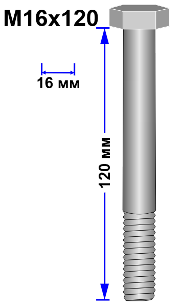 Болт М16х120 DIN 931