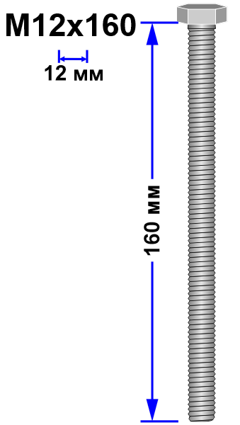 Болт М12х160 DIN 933