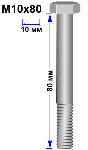 Болт М10х80 DIN 931