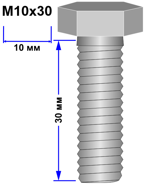 Болт М10х30 DIN 933