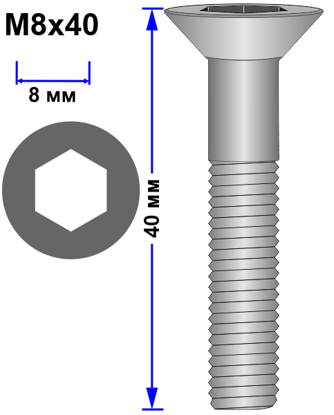 Винт M8x40 DIN 7991