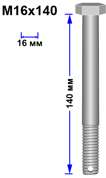 Болт М16х140 DIN 931