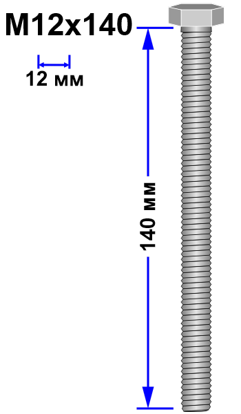 Болт М12х140 DIN 933