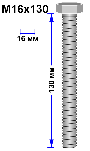 Болт М16х130 DIN 933