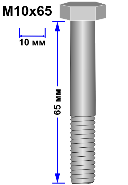 Болт М10х65 DIN 931