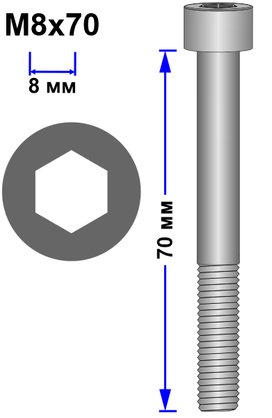Винт M8x70 DIN 912