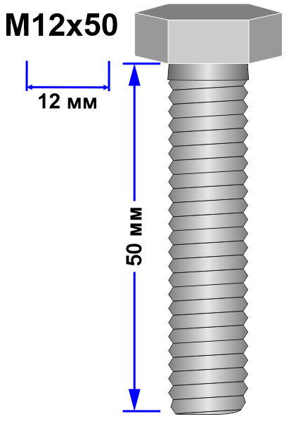 Болт М12х50 DIN 933