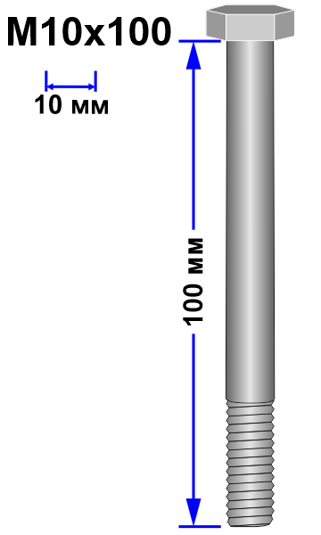 Болт М10х100 DIN 931