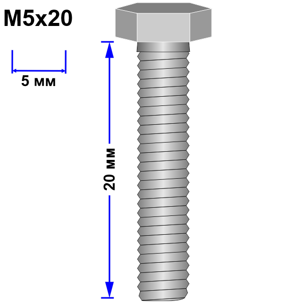 Болт М5х20 DIN 933