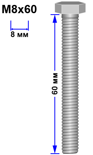 Болт М8х60 DIN 933