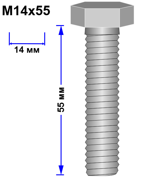Болт М14х55 DIN 933