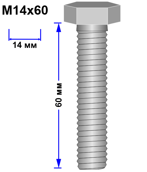 Болт М14х60 DIN 933