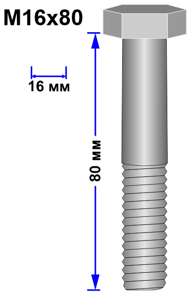 Болт М16х80 DIN 931